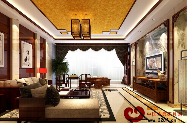 御典紅木家居客廳搭配效果圖