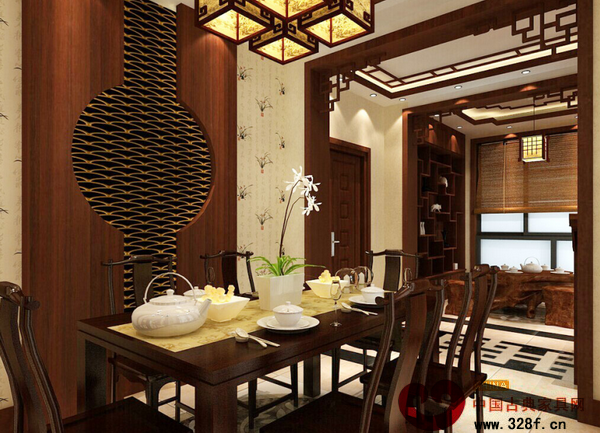 御典紅木餐廳搭配效果圖 