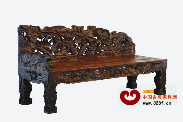 大紅酸枝荷花貴妃榻 大紅酸枝荷花貴妃榻