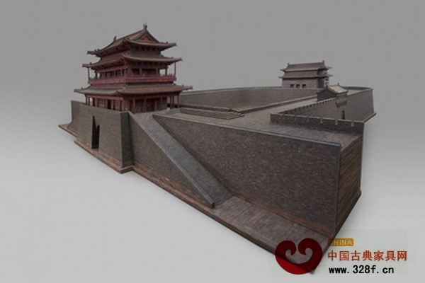 紫檀及陰沉木制德勝門模型圖 紫檀及陰沉木制德勝門模型圖