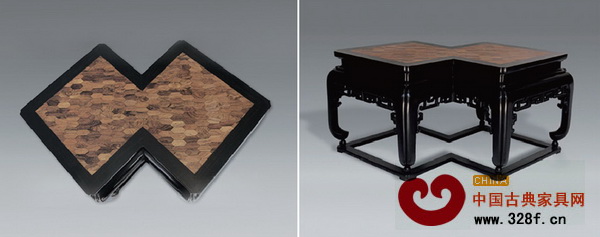 清代·紫檀嵌花梨菱形香幾 清代·紫檀嵌花梨菱形香幾