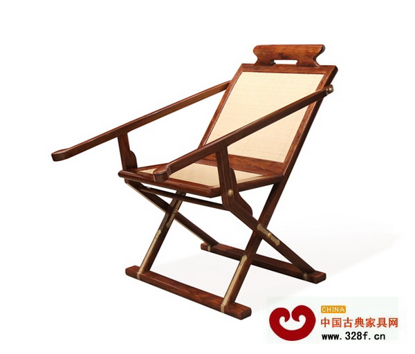 黃花梨藤面交椅式躺椅 黃花梨藤面交椅式躺椅