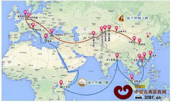 中國(guó)古代絲綢之路路線圖 中國(guó)古代絲綢之路路線圖