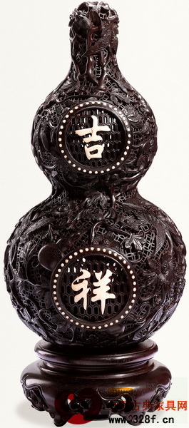 小葉紫檀吉祥如意葫蘆瓶 小葉紫檀吉祥如意葫蘆瓶