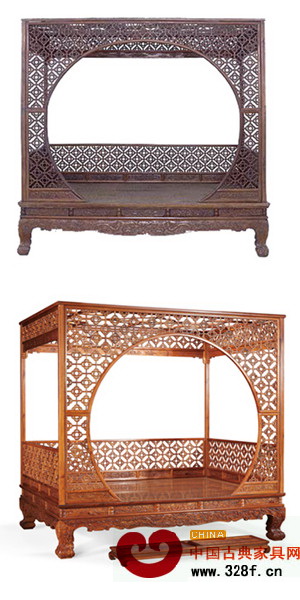 故宮典藏黃花梨月洞門架子床(上),區(qū)氏改制黃花梨如意云月洞架子床(下) 故宮典藏黃花梨月洞門架子床(上),區(qū)氏改制黃花梨如意云月洞架子床(下)