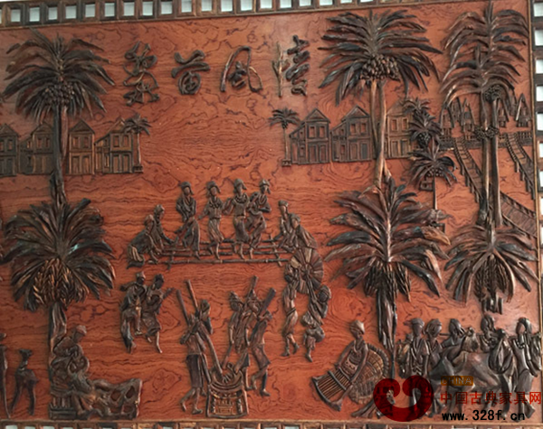 反映海南黎苗風(fēng)情的黃花梨木雕 反映海南黎苗風(fēng)情的黃花梨木雕