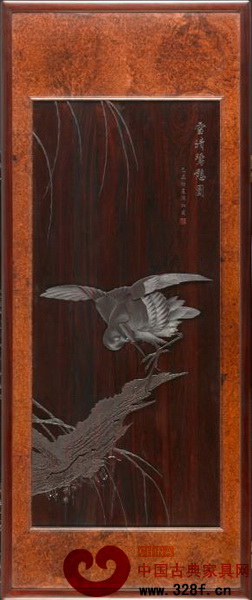 泰和園——絲翎檀雕《雪晴鷺憩圖》掛屏 泰和園——絲翎檀雕《雪晴鷺憩圖》掛屏