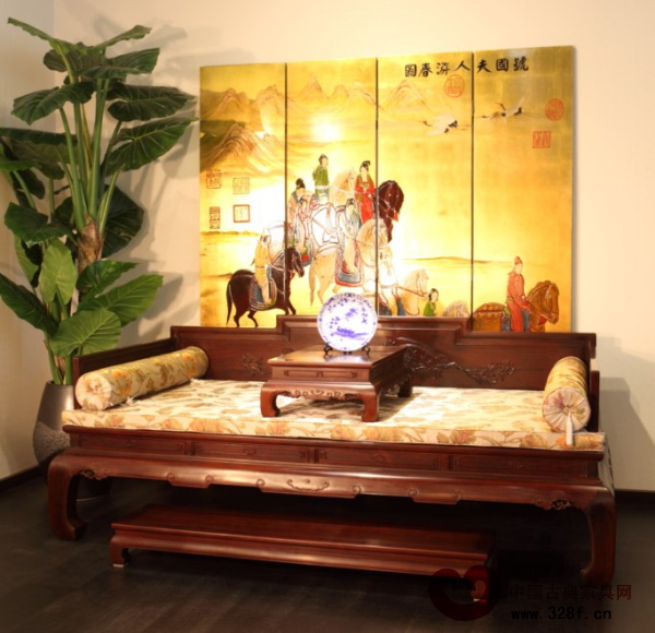 TW富貴榮華羅漢床檀雕工藝精品