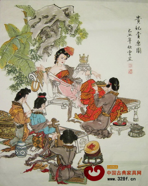 古代的貴妃側臥于美人榻上,婀娜多姿 古代的貴妃側臥于美人榻上,婀娜多姿