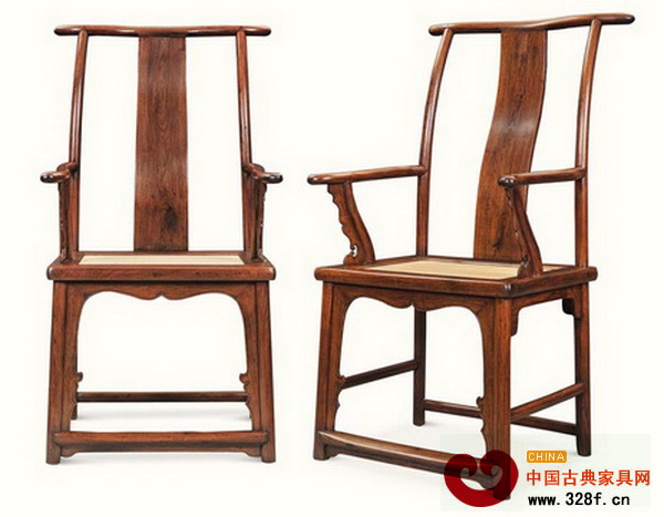 明晚期 黃花梨四出頭高靠背彎材官帽椅成對(duì) 明晚期 黃花梨四出頭高靠背彎材官帽椅成對(duì)