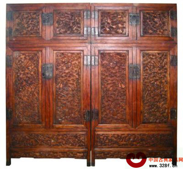 花梨木雕花頂箱柜 花梨木雕花頂箱柜