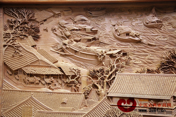 木雕《清明上河圖》屏風(fēng)局部 木雕《清明上河圖》屏風(fēng)局部