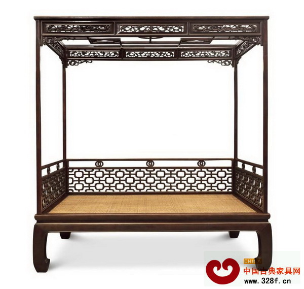 紫檀四柱燈籠錦圍子架子床