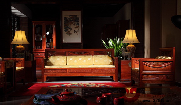國(guó)壽紅木——東方丹云福滿堂沙發(fā)