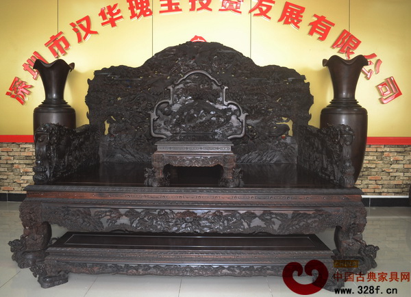 漢華瑰寶紅木——百鳥朝鳳羅漢床 漢華瑰寶紅木——百鳥朝鳳羅漢床