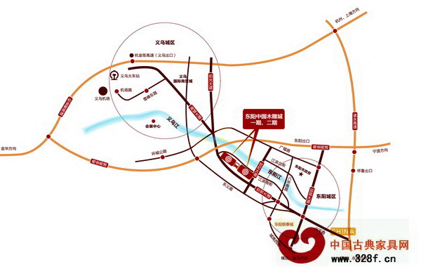 東陽(yáng)中國(guó)木雕城位于交通要塞,區(qū)域優(yōu)勢(shì)明顯 東陽(yáng)中國(guó)木雕城位于交通要塞,區(qū)域優(yōu)勢(shì)明顯