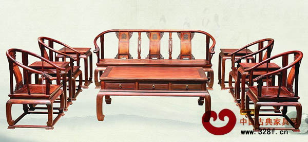 伍氏大觀園——大紅酸枝獨(dú)板皇宮椅沙發(fā)