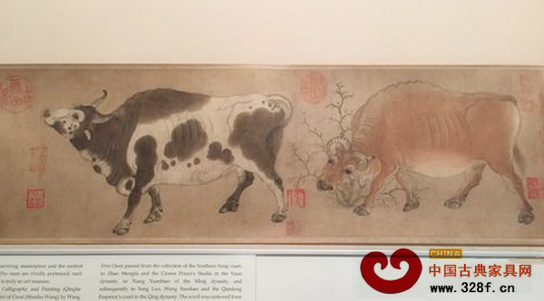 故宮《石渠寶笈》特展上展出的五牛圖 故宮《石渠寶笈》特展上展出的五牛圖