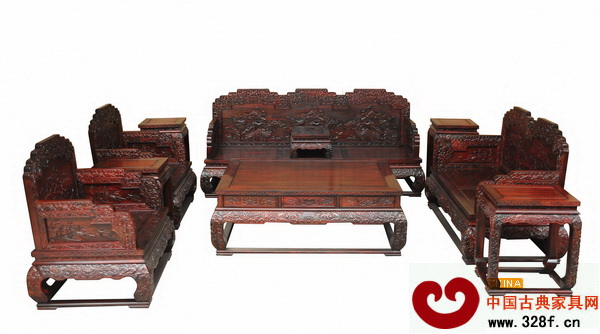 古森紅木——《黑酸枝荷花寶座沙發(fā)10件套》 古森紅木——《黑酸枝荷花寶座沙發(fā)10件套》