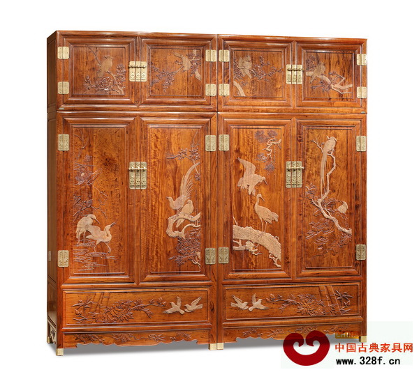 宏達(dá)一品居——檀雕花鳥頂箱柜 宏達(dá)一品居——檀雕花鳥頂箱柜