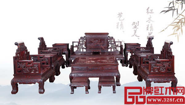 紫木軒選送的《紫檀·絲翎檀雕花鳥卷書寶座沙發(fā)》榮獲2015中山市紅木古典家具精品“金獎” 紫木軒選送的《紫檀·絲翎檀雕花鳥卷書寶座沙發(fā)》榮獲2015中山市紅木古典家具精品“金獎”