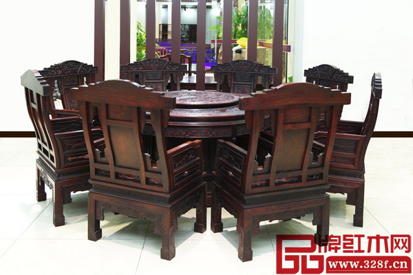 紫木軒贊比亞小葉紫檀精品——如意餐臺9件套