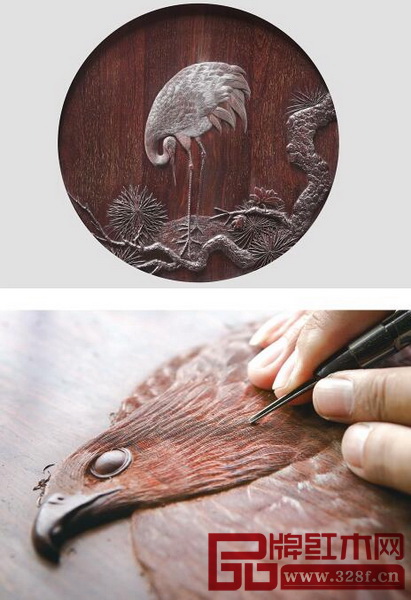 絲翎檀雕保留了中國工筆畫的精致、細(xì)膩、形神兼?zhèn)涞忍攸c(diǎn)的同時(shí)，也通過產(chǎn)生不同的肌理效果與光影層次感，達(dá)到“工寫相諧、收放有度、氣韻生動(dòng)”的純美境界，產(chǎn)生一種全新的視覺沖擊及觸感