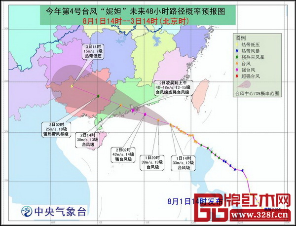 中央氣象臺(tái)8月1日14時(shí)發(fā)布的臺(tái)風(fēng)“妮妲”路徑預(yù)報(bào)圖 中央氣象臺(tái)8月1日14時(shí)發(fā)布的臺(tái)風(fēng)“妮妲”路徑預(yù)報(bào)圖