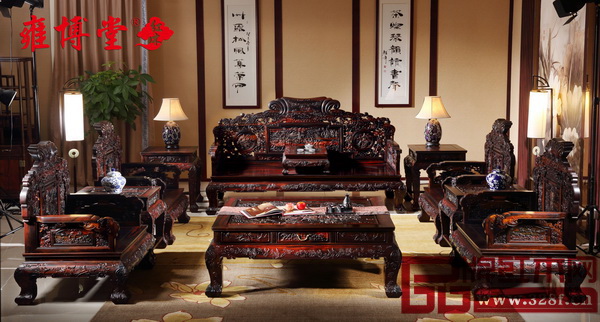 雍博堂紅木《三國演義沙發(fā)》十一件套