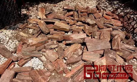 越南木材市場(chǎng)內(nèi)堆積的大量珍貴木材 