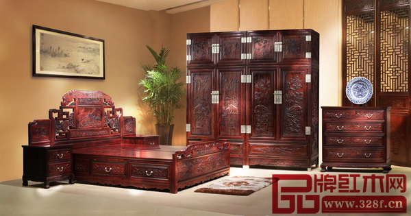 東成紅木——大紅酸枝大象寶座大床 頂箱柜 五斗柜 東成紅木——大紅酸枝大象寶座大床 頂箱柜 五斗柜