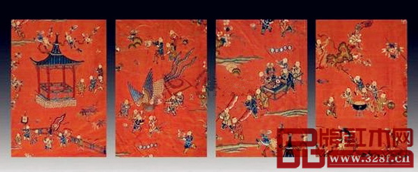 清百子圖繡帳 清百子圖繡帳