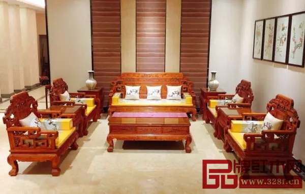 大果紫檀金玉滿堂沙發(fā)10件套