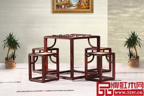 醉木苑紅木精品——大紅酸枝蘇式石面休閑臺