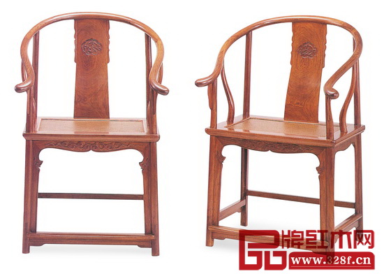 清早期 黃花梨變異式螭龍紋圈椅（洪光明：《明式家具之美》），長(zhǎng)59.5厘米，寬45.5 厘米，高100厘米