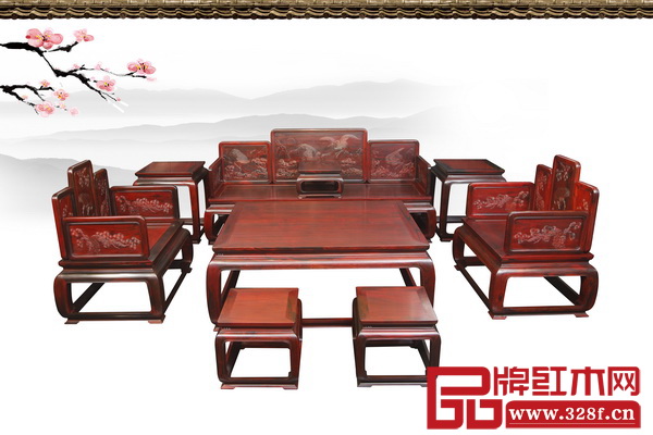 軒禾殿紅木——《大紅酸枝松鶴延年沙發(fā)》