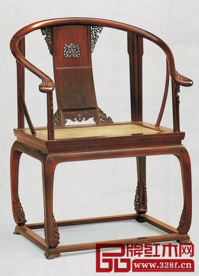 圖6_清早中期 紫檀有束腰圈椅（故宮博物院藏）長(zhǎng)63厘米，寬50厘米，高99厘米