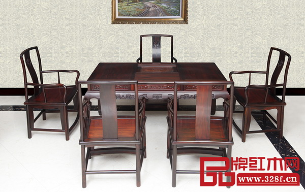 雅典紅木——大紅酸枝扇形茶桌 雅典紅木——大紅酸枝扇形茶桌