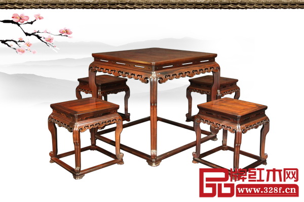 軒禾殿紅木——《大紅酸枝四方來財(cái)四方桌》