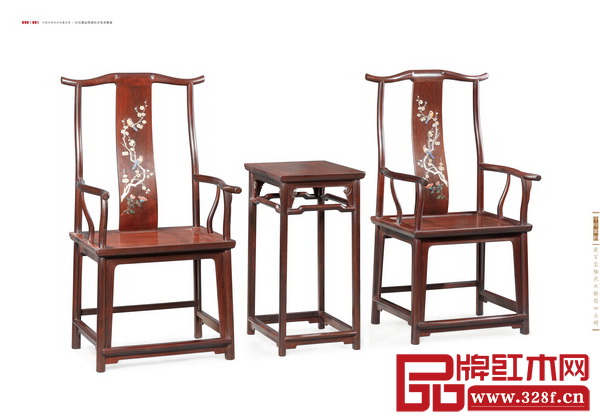 區(qū)氏臻品經(jīng)典百寶嵌家具——嵌百寶花鳥四出頭官帽椅 區(qū)氏臻品經(jīng)典百寶嵌家具——嵌百寶花鳥四出頭官帽椅