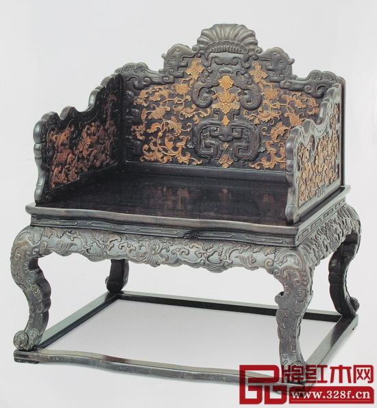 圖5 紫檀螭龍西番蓮紋寶座 圖5 紫檀螭龍西番蓮紋寶座