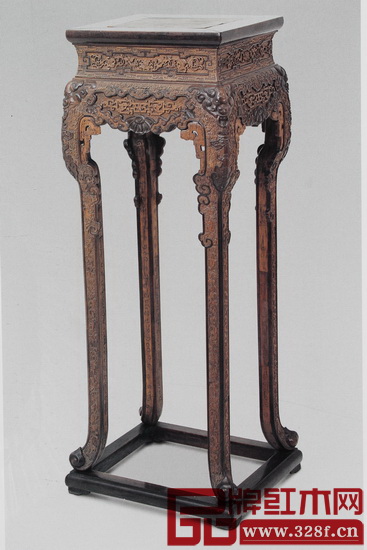 圖7 紫檀嵌黃楊螭龍西番蓮紋香幾 圖7 紫檀嵌黃楊螭龍西番蓮紋香幾