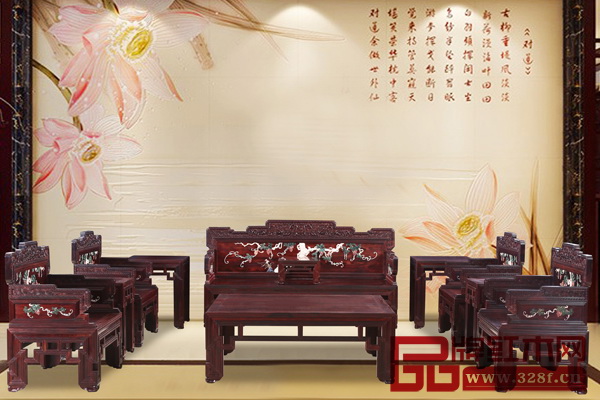 波記家具《小葉紫檀·鑲玉石提子寶座沙發(fā)》 波記家具《小葉紫檀·鑲玉石提子寶座沙發(fā)》