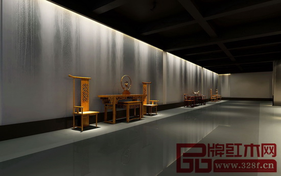 通過(guò)極簡(jiǎn)主義突顯天地之寬，呈現(xiàn)出佛學(xué)禪意，通過(guò)水墨渲染、大量留白構(gòu)建出一座幽靜自然的紅木家具展覽館（圖片為宋光飛設(shè)計(jì)作品）