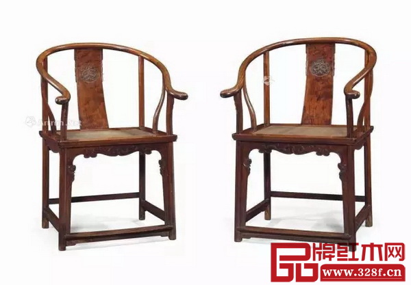 十七世紀 黃花梨圈椅成對