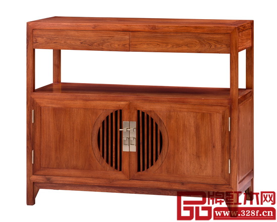 南枝紅紅木新品——《緬花明韻二門(mén)直欞柜》