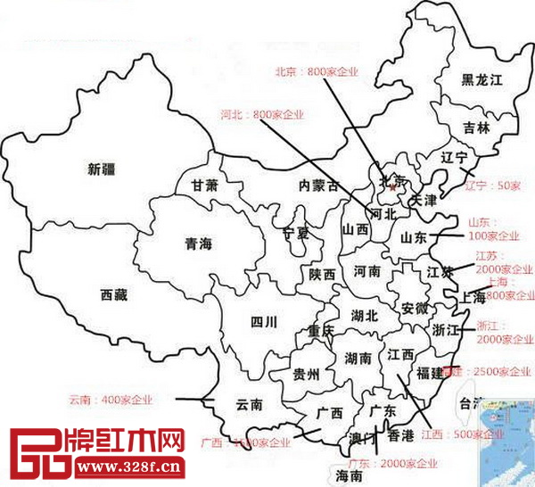 圖10:紅木產(chǎn)業(yè)主要聚集地 圖10:紅木產(chǎn)業(yè)主要聚集地