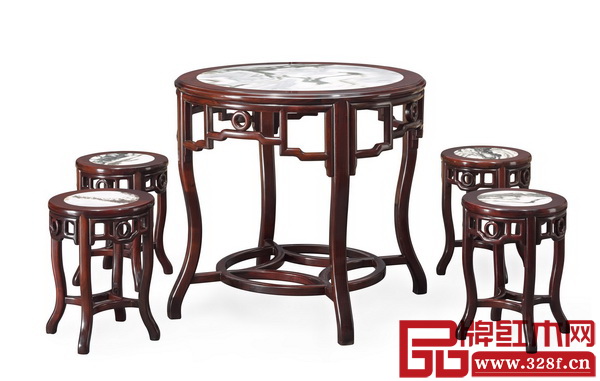 區(qū)氏臻品：酸枝弓字頂石面圓臺(tái)