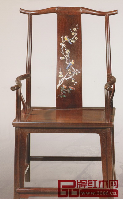 明式·小葉紫檀鑲嵌百寶石四出頭官帽椅(區(qū)氏臻品) 明式·小葉紫檀鑲嵌百寶石四出頭官帽椅(區(qū)氏臻品)