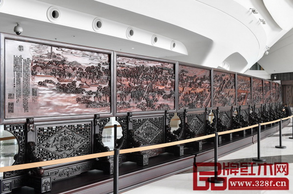 紅木雕版《姑蘇繁華圖》(局部) 紅木雕版《姑蘇繁華圖》(局部)